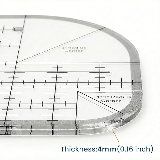 Acrylic Curved Corner Cutter Ruler, Quilting Guides Fabric Craft Ruler - Image 6