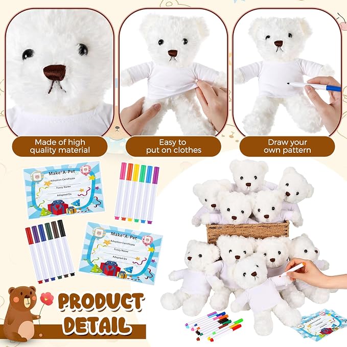 40 Pcs Make Your Own Stuffed Animal Bear Kit DIY 2026 Graduation Plush Gift 10 - Image 3