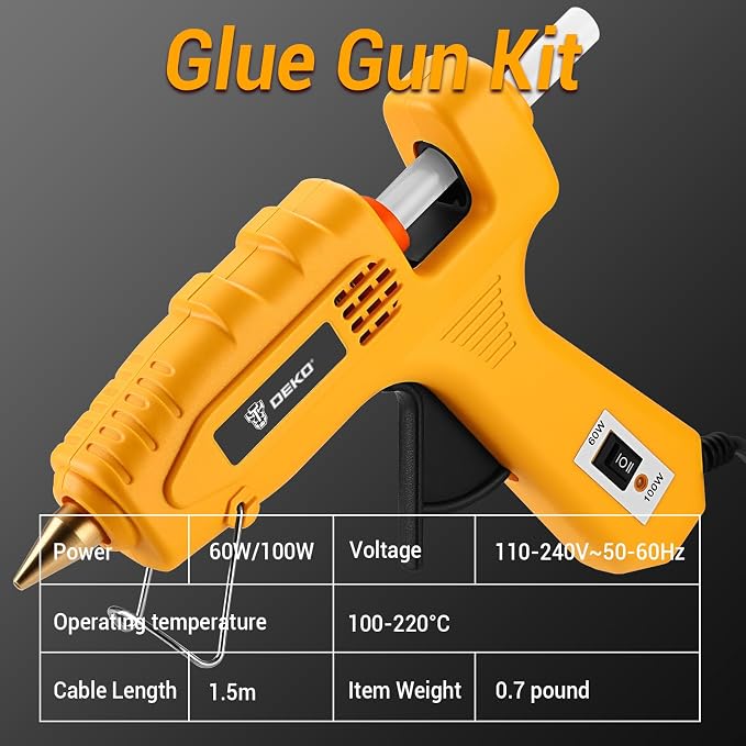 Hot Glue Gun Full Size: DEKOPRO 60/100Watt Dual Temp Hot Glue Gun Kit - Image 3