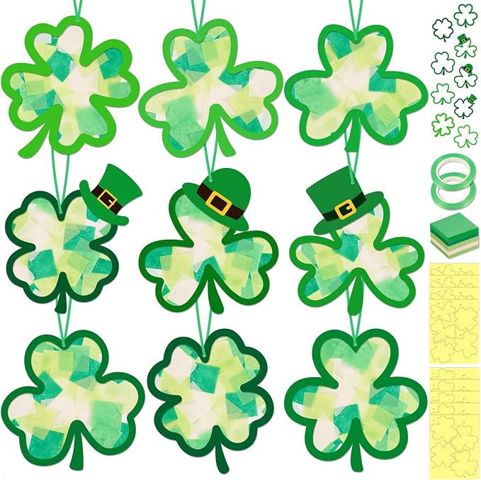 40PCS St. Patricks Day Crafts Bulk: Paper Shamrock Suncatchers, Saint Patrick's by Renbuzhu