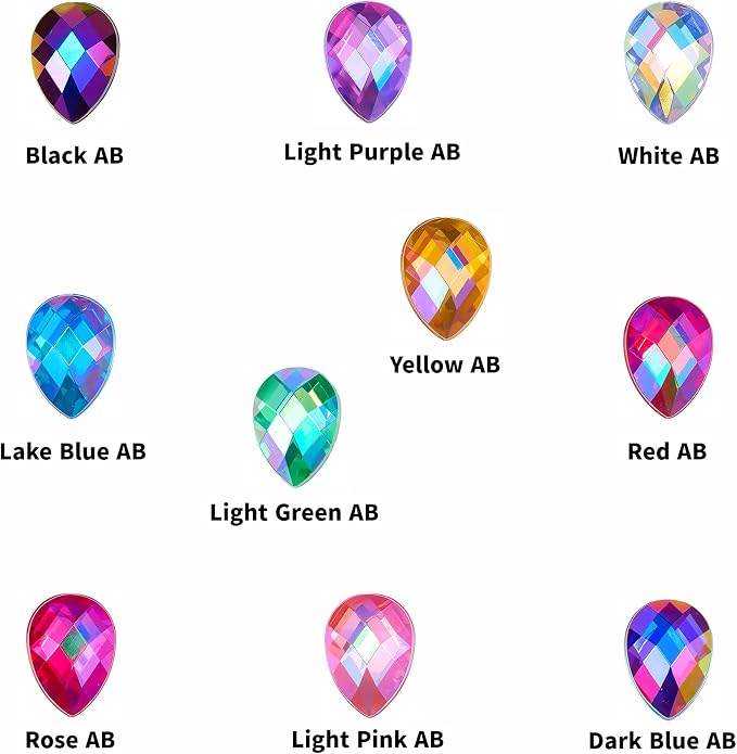 200 Pcs 10x14mm AB Rhinestones for Bedazzling, Rainbow Effect Craft Gems for - Image 2