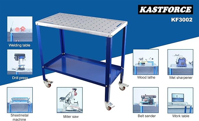 KF3002 Rust-Free 36”×18” Welding Table 1200 lbs Loading Capacity, Wedling Cart Universal Work Table with 5/8" Holes, Top Thickness up to 10Ga, Withstands Heat up to 1600 Fahrenheit