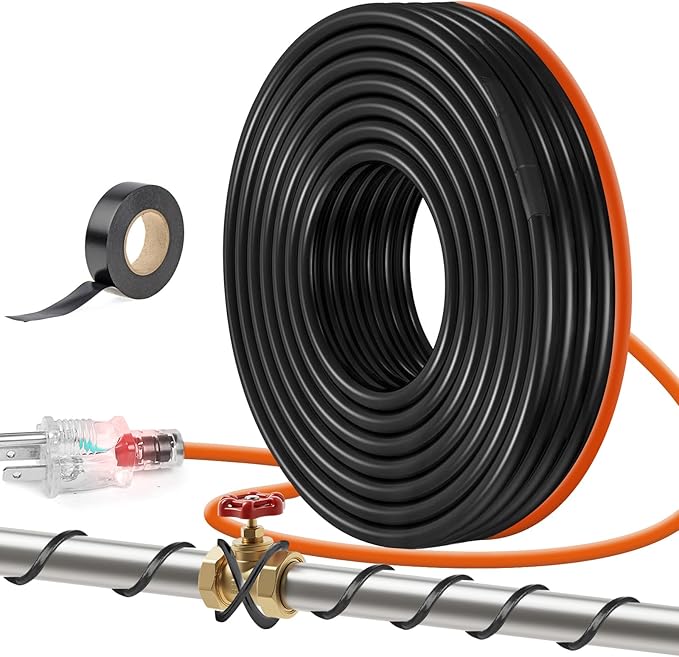 5W/FT 120V Pipe Heat Tape 30FT (3FT-200FT) - Freeze Protection Heating Cable for Metal/Plastic Water Pipes, Maintains Flow at -40°F