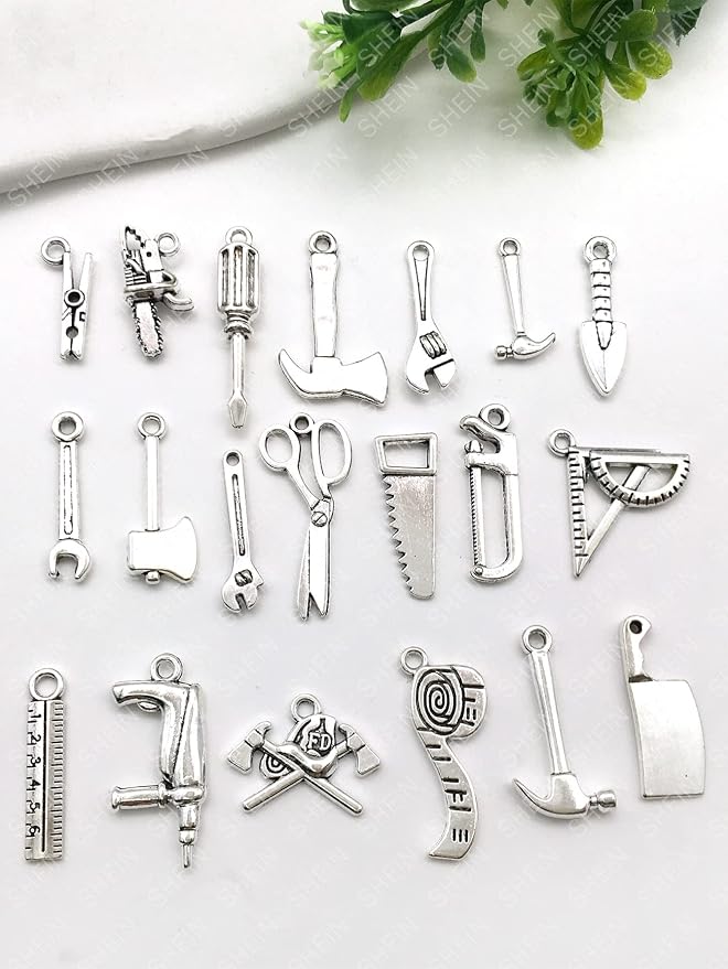 WOCRAFT 120pcs Antique Silver Tool Charms - Image 2