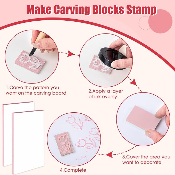 Frienda 40 Pcs 4"x6" Rubber Carving Blocks Linoleum Block Stamp Making Kit Soft - Image 3