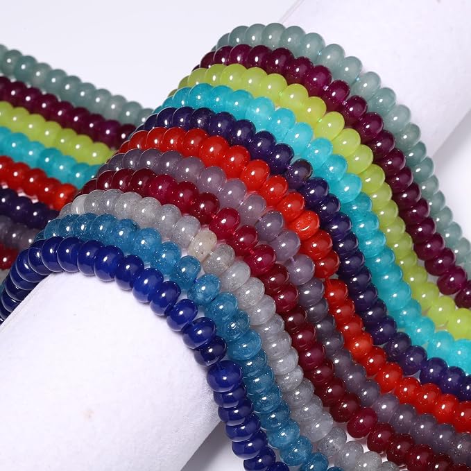 Songxi 5x8mm Natural Grey Chalcedony Stone Rondelle Beads, Gemstone - Image 8