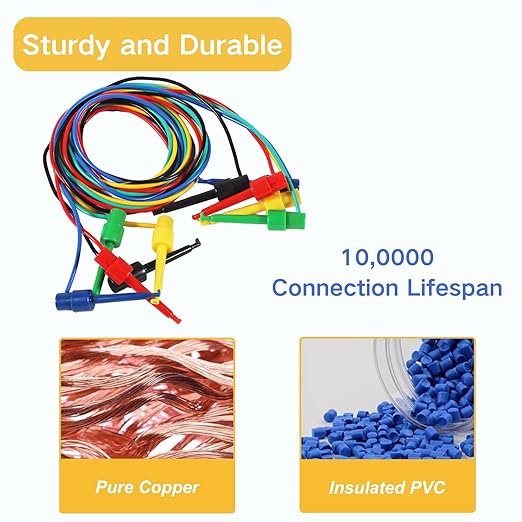 5PCS Test Hook Clips Silicone Test Leads, 20 AWG Multimeter Electrical Test Dual Lead Test Hook Clips for Electronic, Component, Testing Connecting