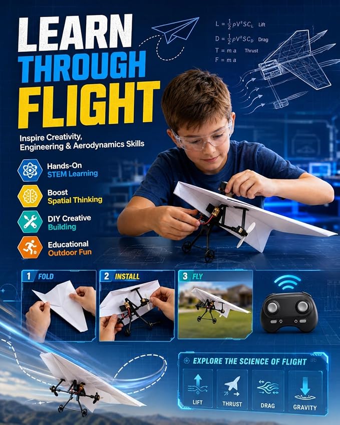 RC Paper Airplane Kit with Gyro Stabilizer | DIY Electric Remote Control - Image 7