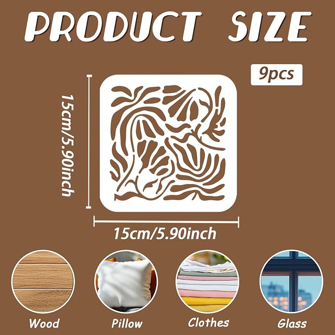 9pcs Minimalist Leaf Stencil for Painting Artistic Flower Painting Crafts - Image 2