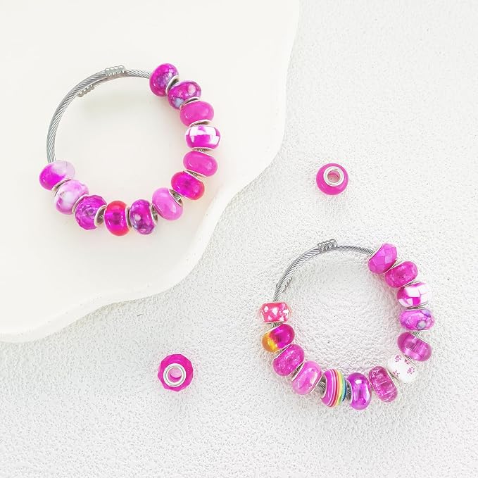 Large Hole Beads Spacer Beads Rose Red Assorted European Craft Big Beads Large - Image 3