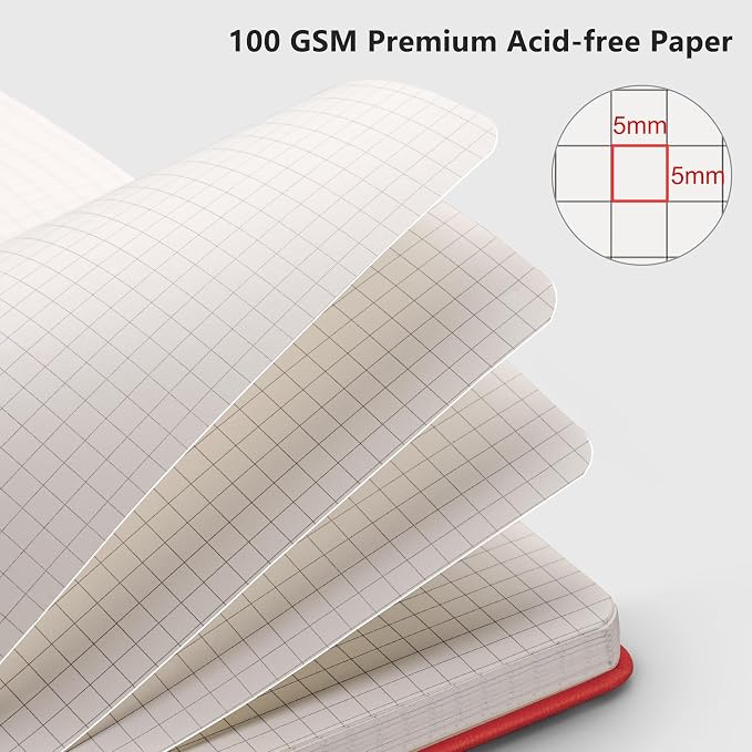 RETTACY Graph Grid Paper Notebook, 192 Pages, A5 Size | 5 Squares per Inch - Image 3