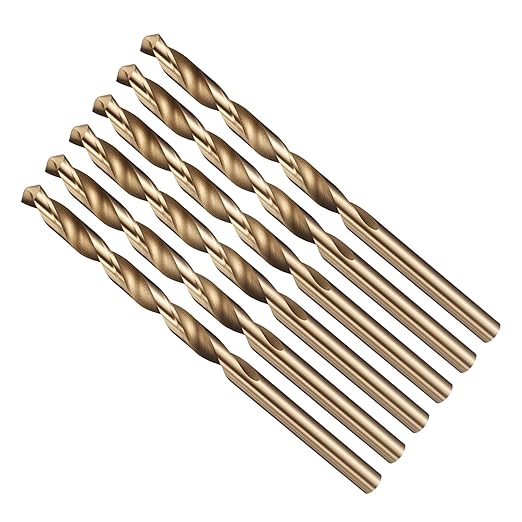 Drill Bit, 3/16" Cutting Diameter (4.763mm), 4241 HSS Gold 118° Cutting Angle Versatile Jobber Bits - (Applications: for Drilling Plastic Wood Soft Thin Metal), 6-Pieces