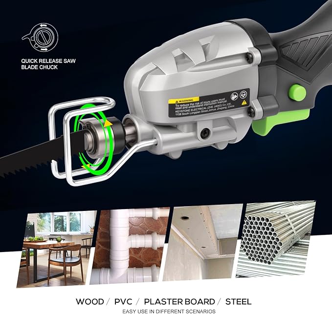 GALAX PRO reciprocating saw, 5.0 Amp Variable Speed Corded Reciprocating Saw, 3000spm, stroke length ½ Maximum cutting capacity 4 ½”， Used for wood cutting and metal cutting