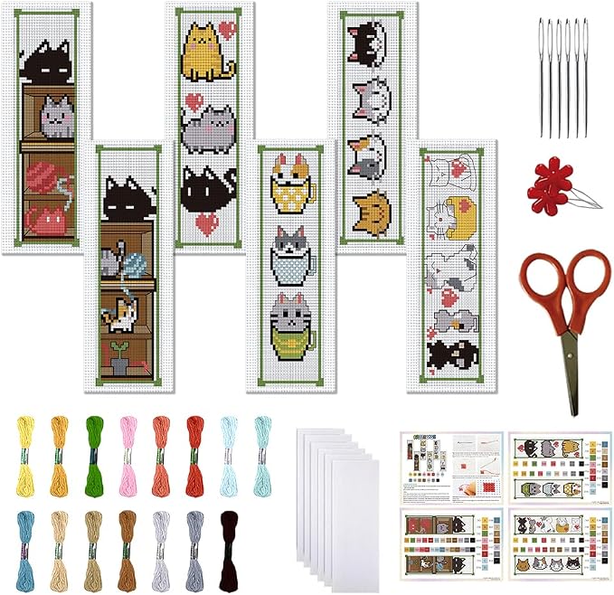 FREEBLOSS 6 Set Cross Stitch Bookmark Kit Counted Cross Stitch Kit Embroidery by FreeandCreativeCraftsArt