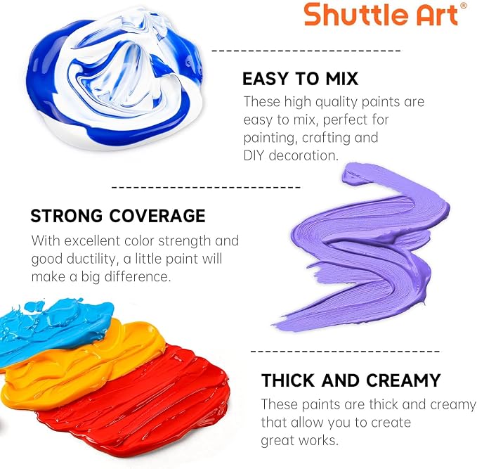 54 Colors Acrylic Paint, Shuttle Art Acrylic Paint set - Image 5