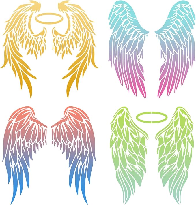 ORIGACH 4PCS Large Angel Wings Stencils 11.8x11.8 inch, Durable Flexible DIY - Image 2