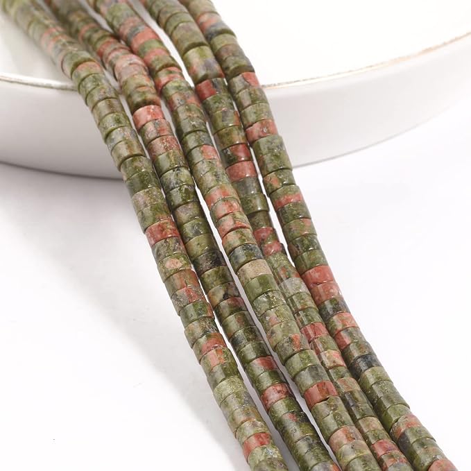 150Pcs 4×2mm Natural Unakite Spacer Stone Beads - Image 2