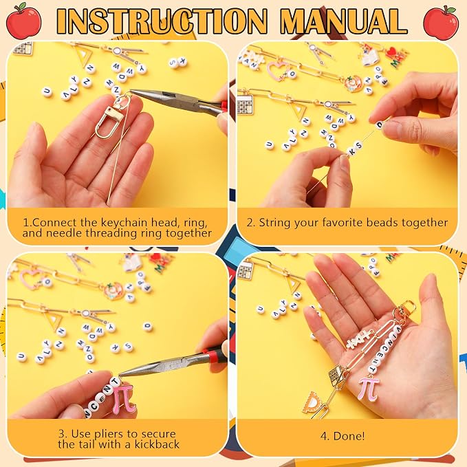 CraftyDream 558 Pcs Math Teacher Charms Keychain Making Kit Back to School - Image 3