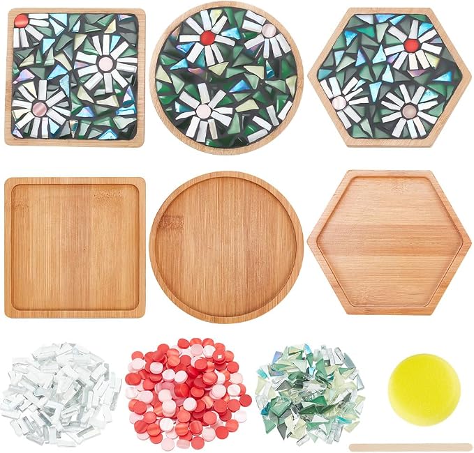 WEBEEDY 3 Styles DIY Mosaic Craft Kit Easy to Make DIY Flower Mosaic Bamboo by WEBEEDY