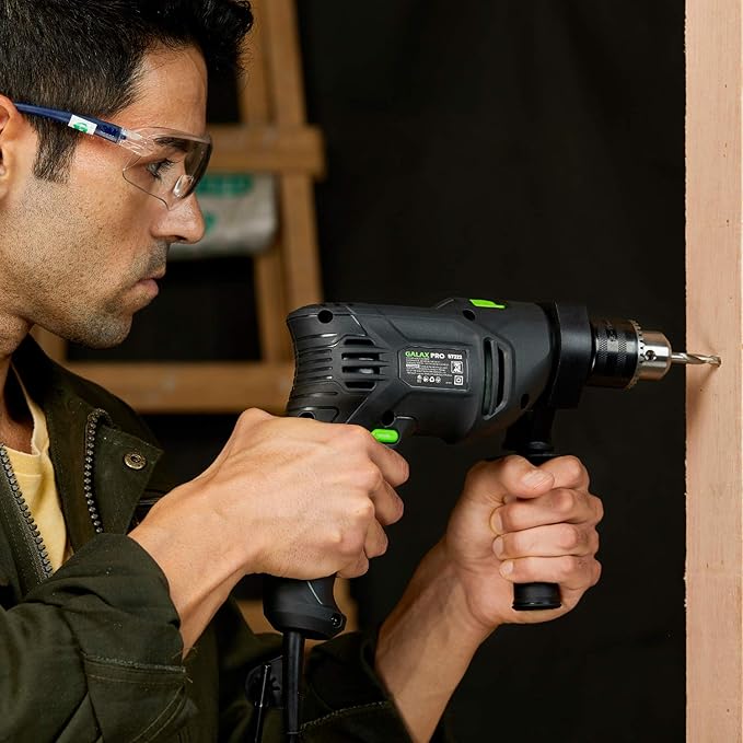 GALAX PRO 5Amp 1/2-inch Hammer Drill with 105pcs Accessories, Variable Speed 0-3000, Hammer and Drill 2 Functions in 1, 360°Rotating Handle, Depth Gauge, Carrying Case Included