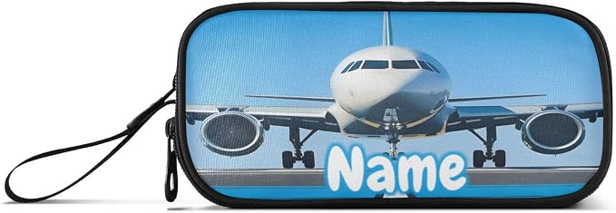 Custom White Airplane Aircraft Pencil Case Box Boys Girls Personalized Name - Image 6