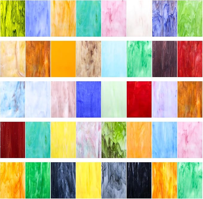36 Sheets Opaque Stained Glass Bulk Variety Pack, 4 x 6 Inch Mosaic Glass Tiles - Image 9