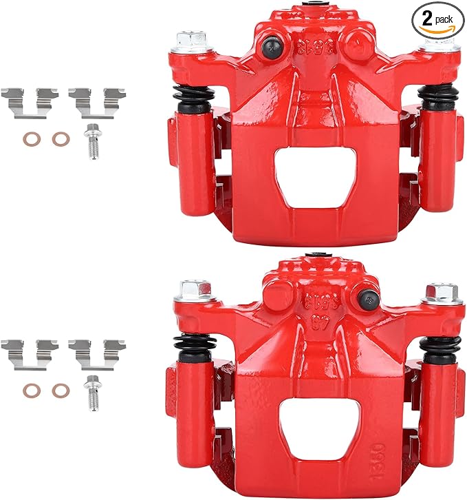 SCITOO 19-B2780A 19-B2781A Disc Brake Calipers Assembly with Bracket Red Fit For Nissan Altima 2007-2012,For Nissan Juke 2011-2017,For Nissan Maxima 2007-2008,For Nissan Sentra 2011-2012 2014-2016