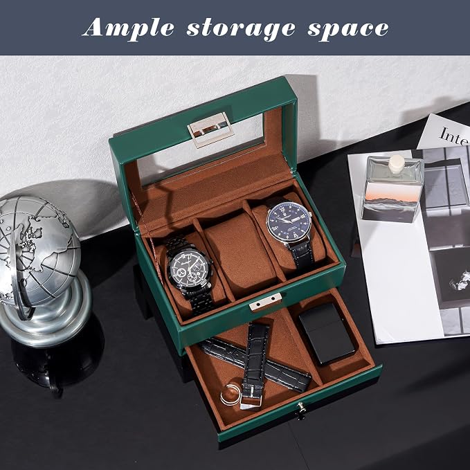 ProCase Watch Box, 3 Slot Watches Display Case - Image 2