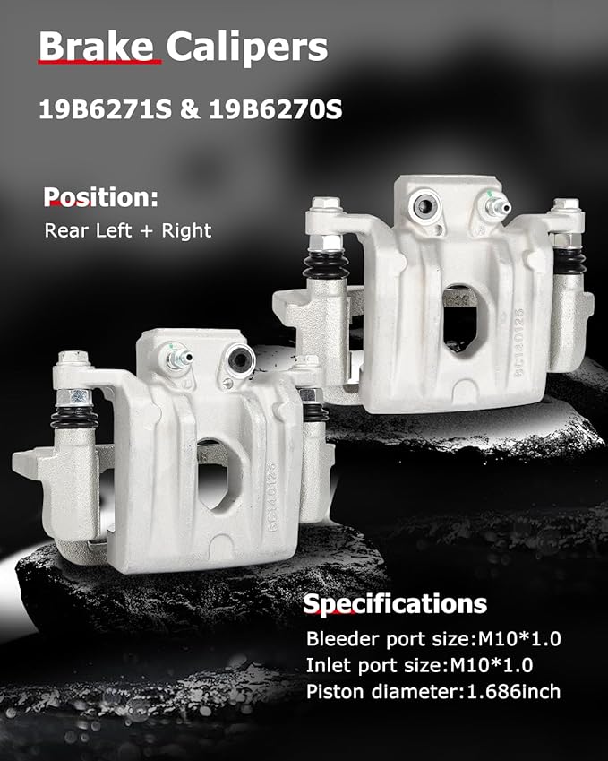 cciyu 19B6271S 19B6270S Rear Left & Right Brake Calipers With Bracket For Kia For Sorento 2014-2018