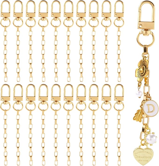 20pcs Gold Keychain Making Kit, Key Ring Swivel Snap Hook Chains, Extender by Unknown