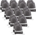 BeeGreen 20-Piece Grey Drawstring Backpacks, Reflective Cinch Sacks, DIY Blank by BeeGreen