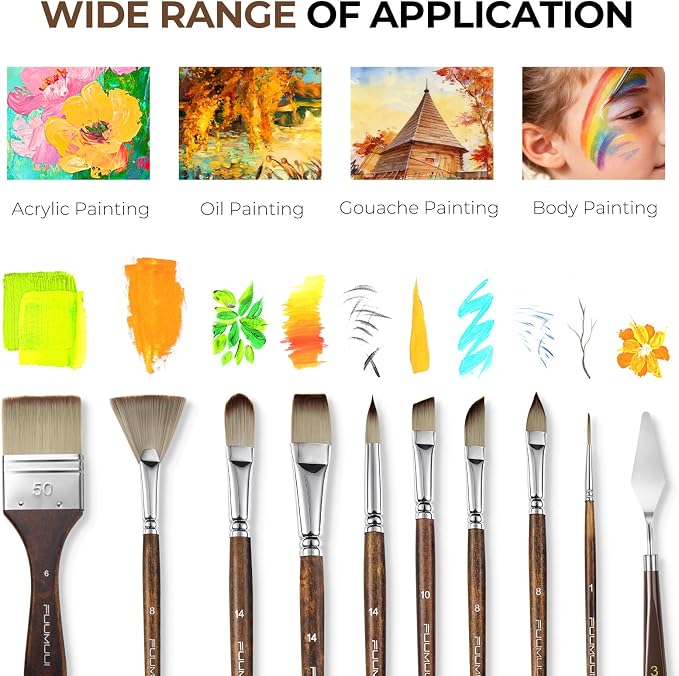 Fuumuui 25pcs Paint Brush Set, Professional 9 Shapes - Image 8