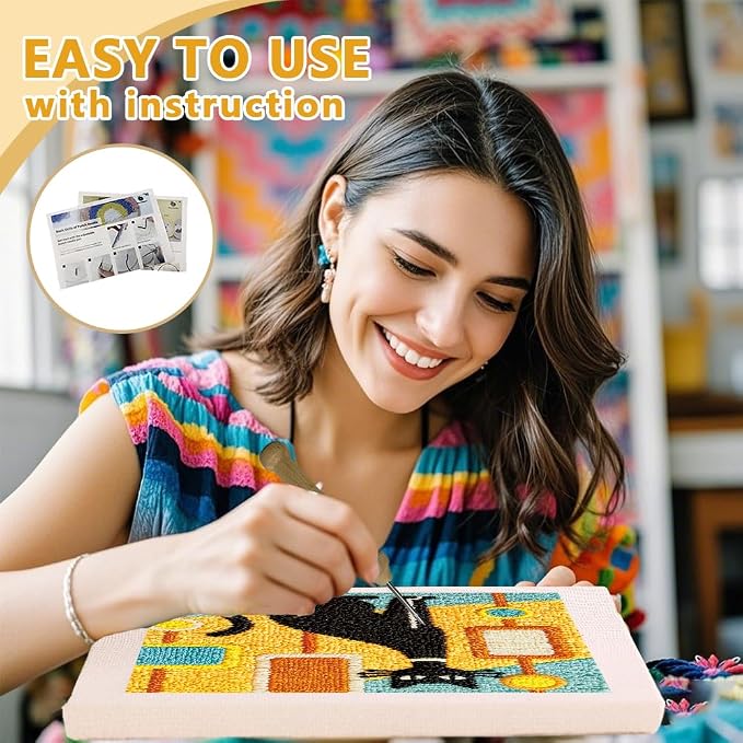Doodlream Black Cat DIY Punch Needle Embroidery Kit - Image 3