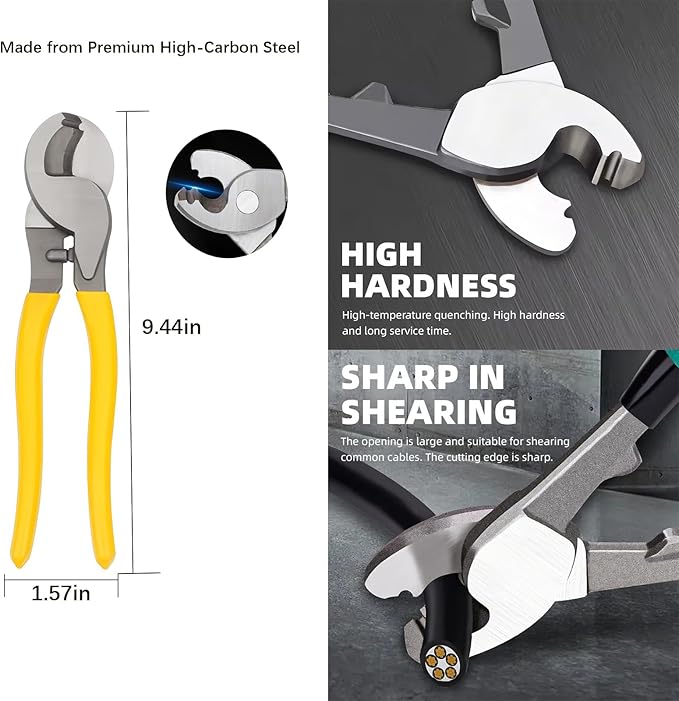 Hydraulic Crimping Tool,with Cable Cutter & 9 Dies,Dattery Terminal Cable Crimper tool for 12 to 2/0 AWG, With Mini Heat Gun and Heat Shrink Tubing