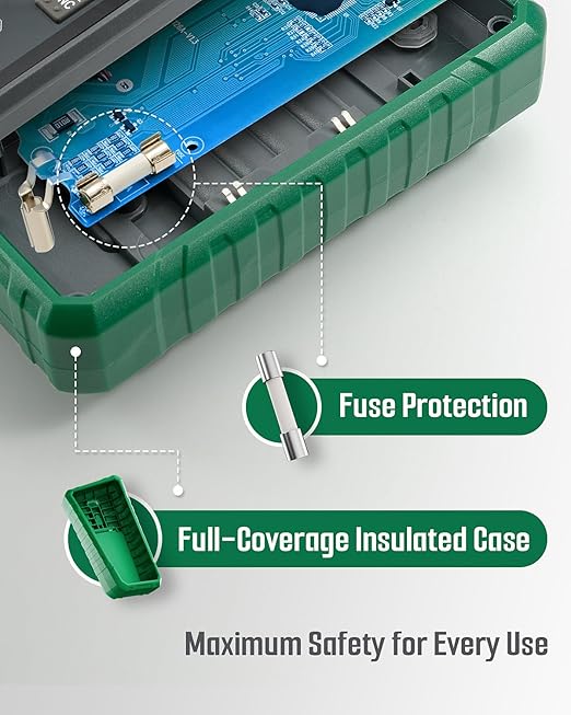 TSM-599 Smart Digital Multimeter, TRMS 6000 Counts, Voltage Tester, Volt Meter with NCV, DC/AC Voltage&Current, Resistance, Continuity, Diode, Capacitance, Hz%, Temperature, Live Wire - Green