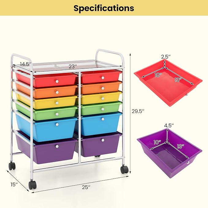 BECOMFORT 12-Drawer Rolling Cart - Image 3