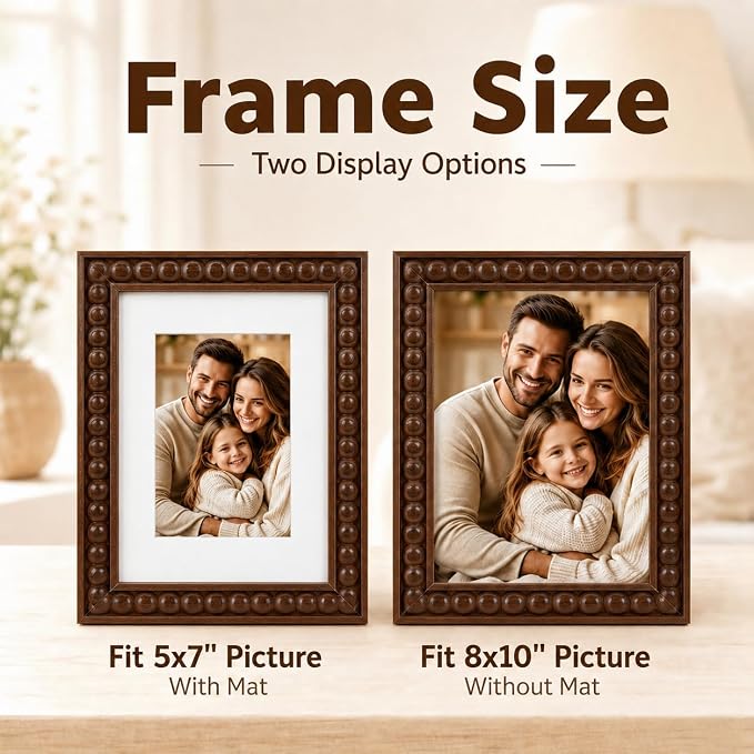 Solid Wood 8x10 Picture Frame Beaded Frame - Image 3