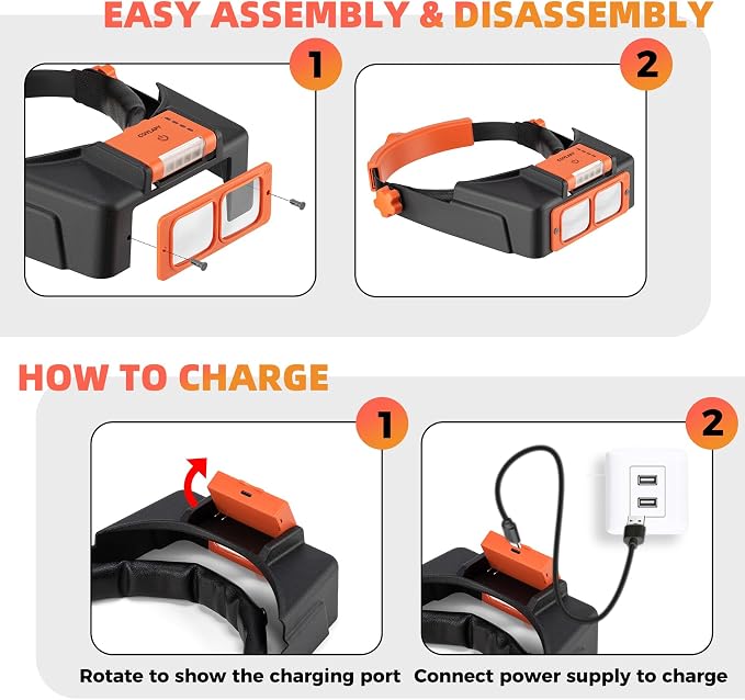 Headband Magnifier with Light, Rechargeable Magnifying Glasses - Image 6