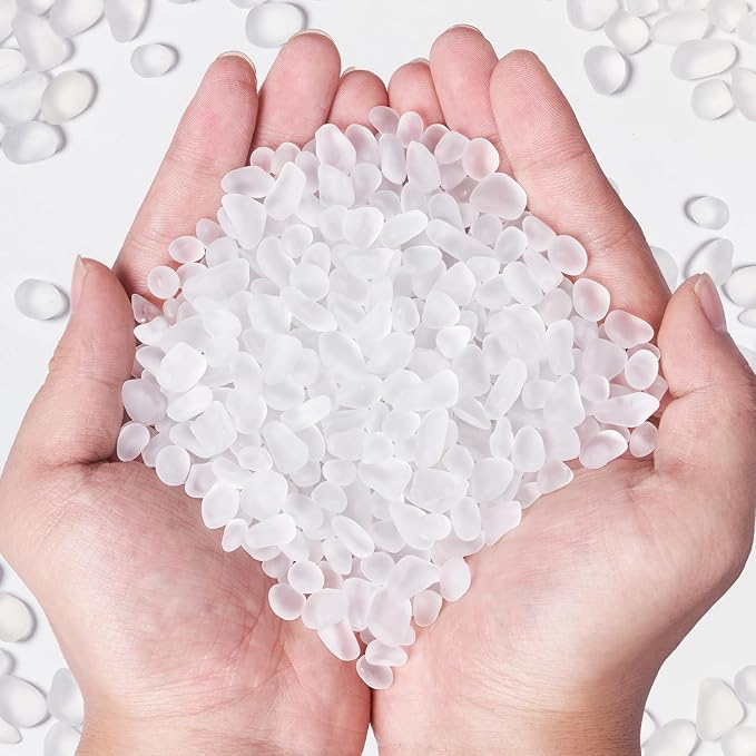 QEQEKAKA Sea Glass Stones for Crafts About 2.75LB White Glass Pebbles Gemstones by QEQEKAKA