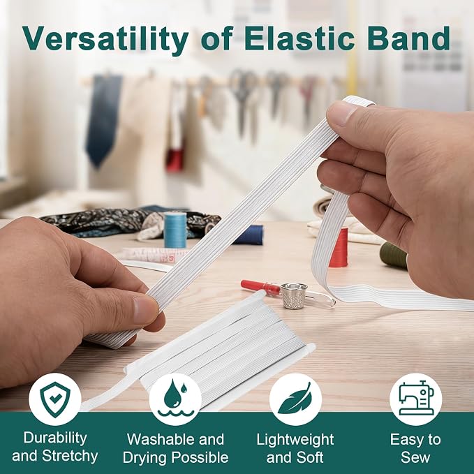 Airisoer 3/8 Inch Elastic Band for Sewing, 12 Yard High Elasticity Sewing - Image 5