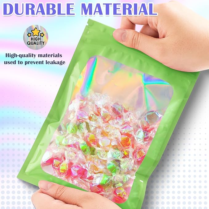 JETMORE 100 Pcs Mylar Bags, Smell Proof Bags Foil Pouch, Holographic Resealable - Image 4