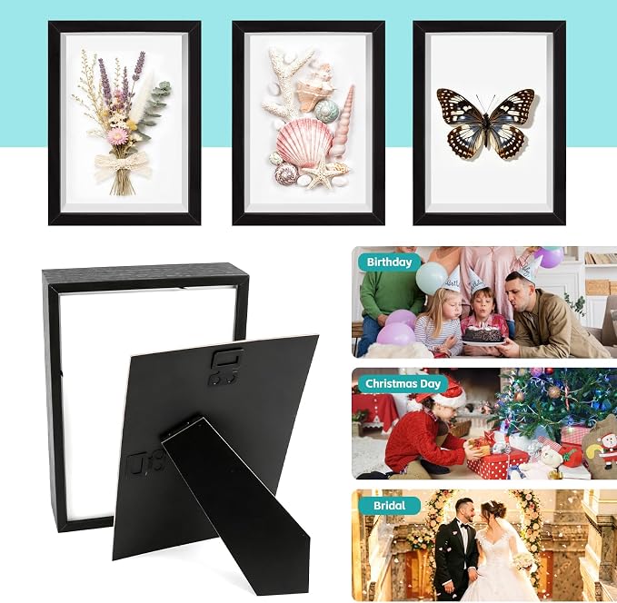 VOKOY 4 Pack 5" x 7" Shadow Box Frame, Small Wood Hollow Picture Frame - Image 5