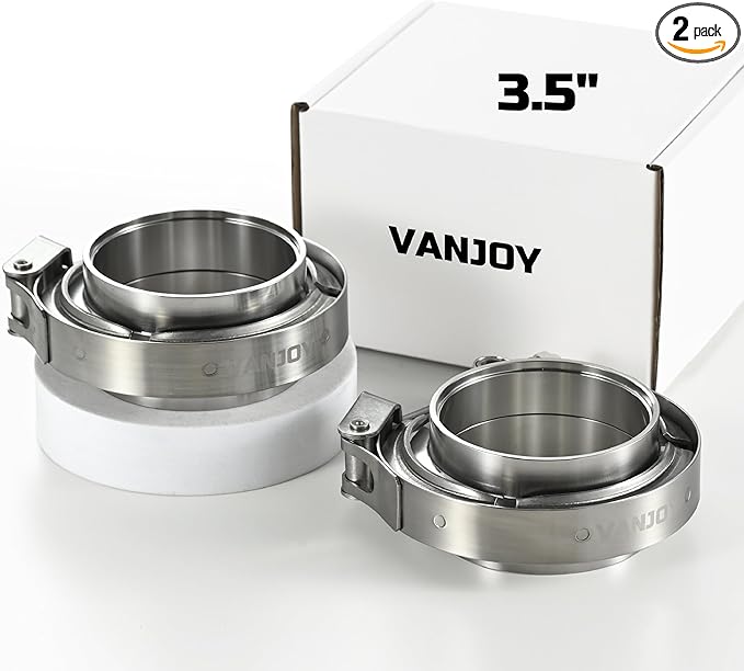 Stainless Steel 3.5 V Band Exhaust Clamp Flange Kit for Exhaust, Quick Release 3.5 V Band Clamp for Turbochargers To Hold Components Together Under High Pressure or Temperature, 2 PCS (3.5‘’)