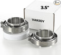 Stainless Steel 3.5 V Band Exhaust Clamp Flange Kit for Exhaust, Quick Release 3.5 V Band Clamp for Turbochargers To Hold Components Together Under High Pressure or Temperature, 2 PCS (3.5‘’)