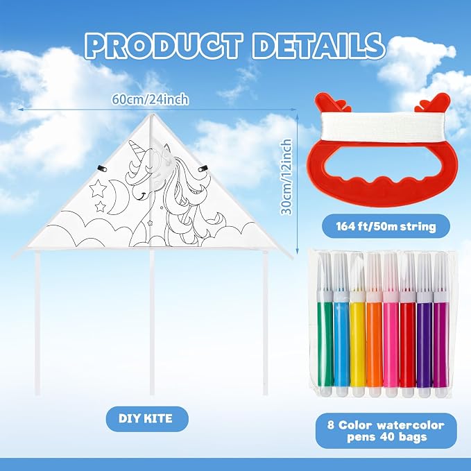 Syhood 60 Pcs DIY Coloring Kites Kit - Image 2