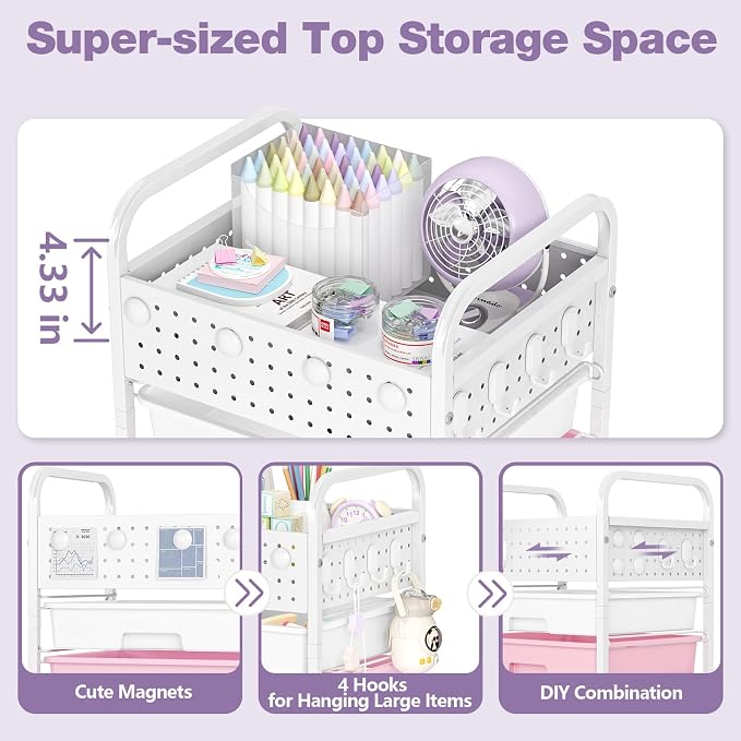 5 Drawer Rolling Storage Cart - Image 4