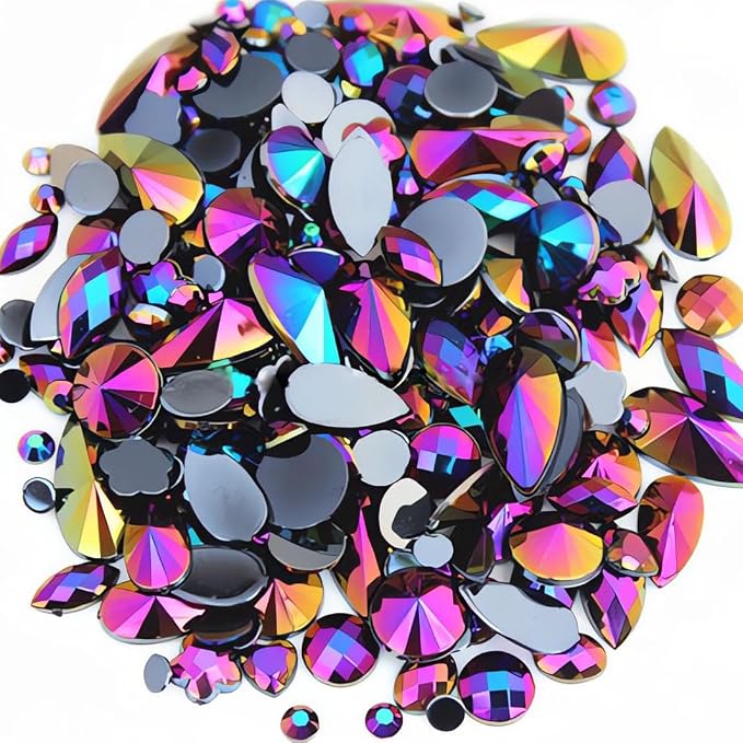 Mixed 1400pcs AB Colour Gems Jewels Flatback Rhinestones, Face Art Gem Jewel by Unknown