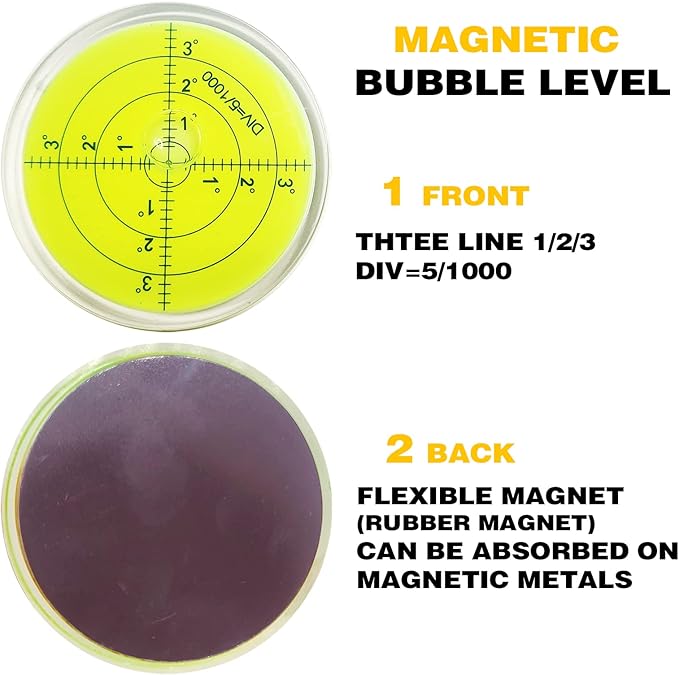 Magnetic Round Bubble Level Tool Bullseye Inclinometer Machinist Pocket Precision Spirit String Circular - Trailer Rv Leveling System Blocks Table Post Indicators Camper Leveler Magnet 2.4 Inch 60mm