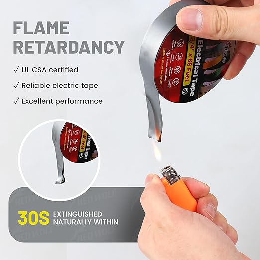 RED WOLF 10 Pack Gray Electrical Tape 3/4 Inch x 66 Ft Industrial Grade UL/CSA Listed 7 Mil Thick Flame Retardant High Temp Waterproof Electrical PVC Tape Electric Super Vinyl Rated 600V