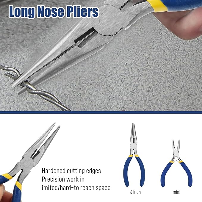 7-Piece Pliers Set - Groove Joint, Slip Joint, Diagonal, Linesman, Long Nose & Mini Long Nose Pliers for DIY & Home Use